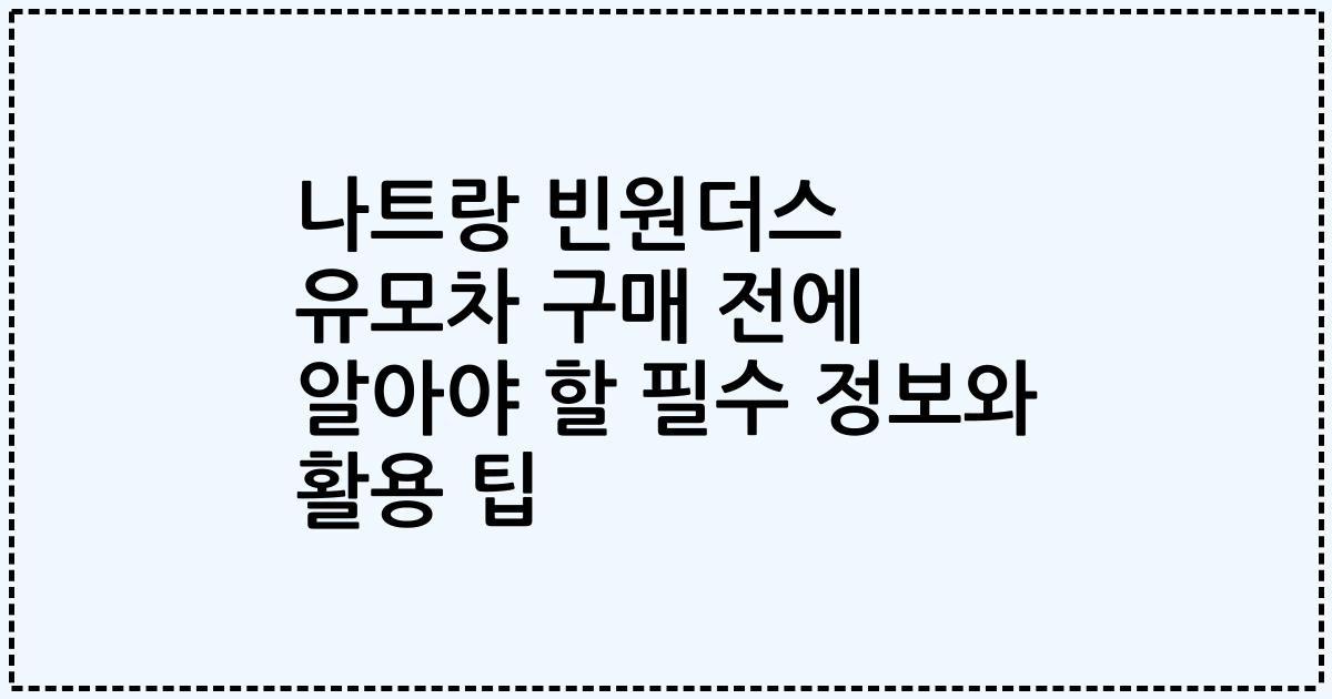 나트랑 빈원더스 유모차 구매 전에 알아야 할 필수 정보와 활용 팁