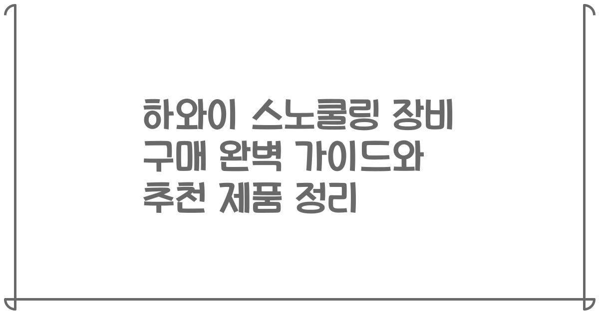하와이 스노쿨링 장비 구매 완벽 가이드와 추천 제품 정리